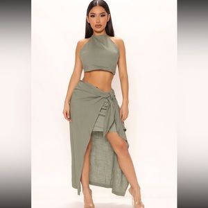 Two pc skirt set - Khaki green